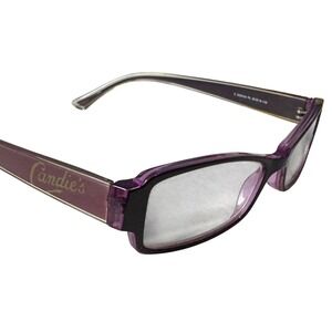 Candies Donna PL Purple Rectangular Eyeglasses Frames 50-16-135 Plum Gold Logo